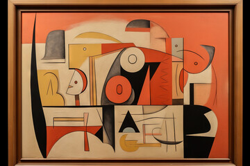 Abstract famous art with lots of shapes and colorus.