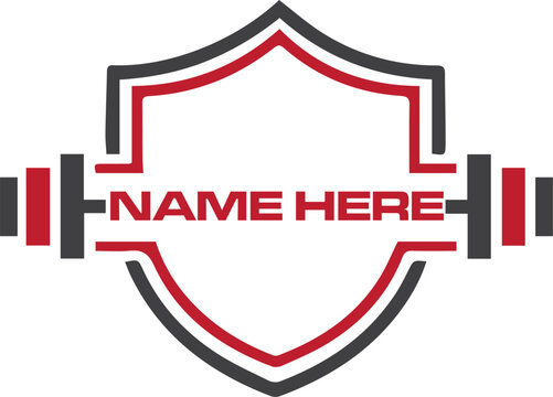 GYM  bodybuilding  dumble shield logo design