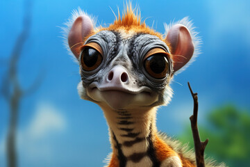 A lemur giraffe hybrid, wildlife photography, ai generated. Full HD background. - obrazy, fototapety, plakaty
