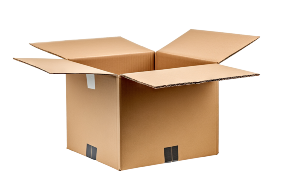 Open empty cardboard box cut out