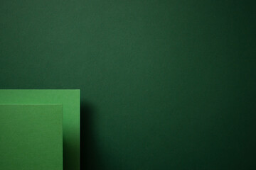 Geometric green 3d background, copy space