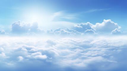 High-Key Illumination, Softly Lit Cloudy Blue Sky Landscape