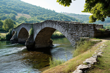 Fototapeta na wymiar Despite the passage of centuries, the medieval bridge remained a picturesque and functional part of the landscape.