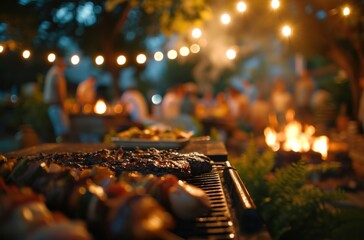 grilling at an outside party with people around