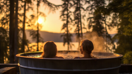 Peaceful Pair: Sharing a Moment of Relaxation in a Hot Tub Haven