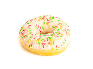 Doughnuts Isolated, Glazed Frosted Donuts with Colorful Sprinkles