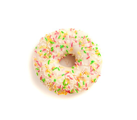 Doughnuts Isolated, Glazed Frosted Donuts with Colorful Sprinkles