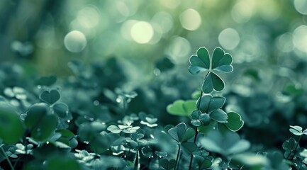 shamrocks, clover leaves are in a green background