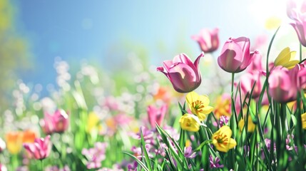 Fototapeta premium spring poster template with large copy space for text