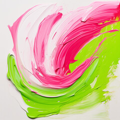 Neon Green and Fuchsia color paint stroke on a white background , Generative AI	
