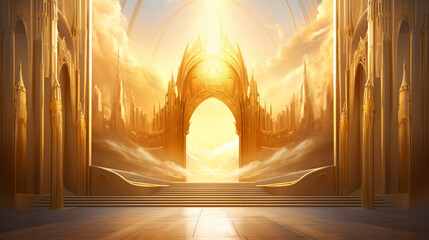 golden door gateway, gateway theme, suitable for an image illustration or background, gateway gold...