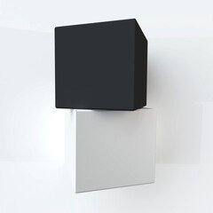 White and Black Box 3D Rendering Image For Product Mockup Presentations