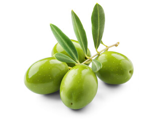 Obraz premium green olives on a white background