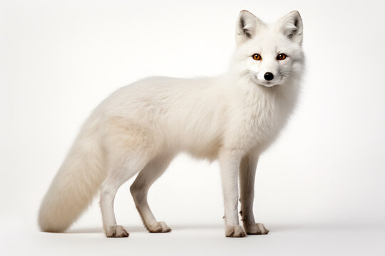 Arctic Fox right side view portrait. Adorable fox studio photography