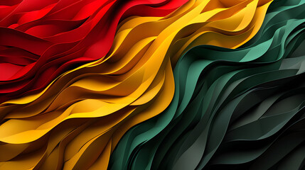 Style wave background banner in red, yellow, and green for celebrating racial equality and justice during Black History Month, - obrazy, fototapety, plakaty