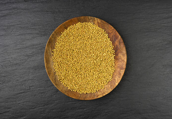 Fenugreek Seeds Isolated, Dry Trigonella, Spicy Methi Dana Grains, Indian Kitchen Seasoning...