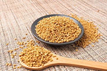 Fenugreek Seeds, Dry Trigonella, Spicy Methi Dana Grains, Indian Kitchen Seasoning Ingredient