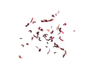 Dry Hibiscus Tea Isolated, Dry Rose Petals, Fruit Red Tea, Karkade Leaves, Dried Herbal Drink,...