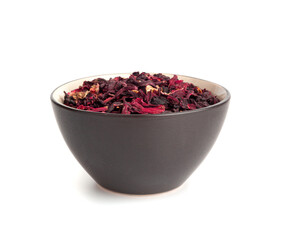 Dry Hibiscus Tea Isolated, Dry Rose Petals, Fruit Red Tea, Karkade Leaves, Dried Herbal Drink, Roselle Petal