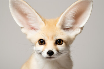 Obraz premium Fennec Fox close-up portrait on a white background.