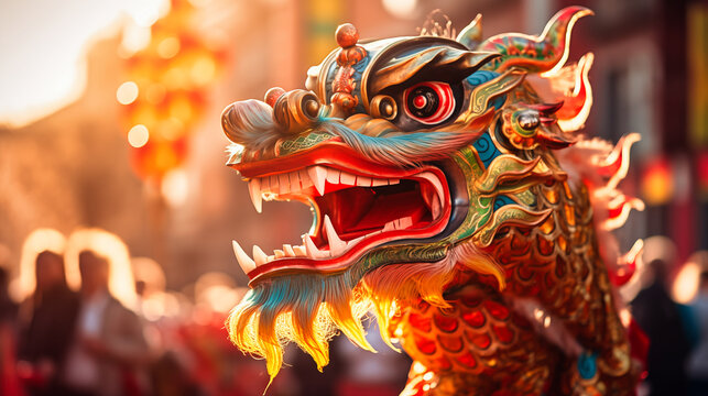 Chinese dragon at Chinese New Year festival in Beijing, China.
