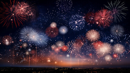 Spectacular Fireworks Display Illuminating the Night Sky