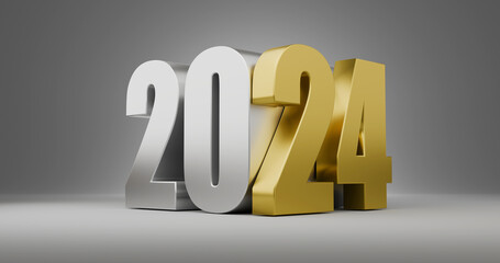 Postcard, banner of the New Year 2024. 3D render.