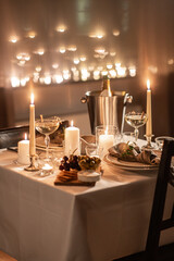 festive table serving at home on valentine's day
