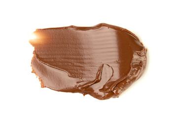 Chocolate Smear Isolated, Melted Chocolate Texture on White Background, Chocolate Sauce Pattern