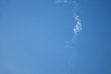 The work of Ukrainian air defense in the sky, a trace in the sky from air defense over the city of...