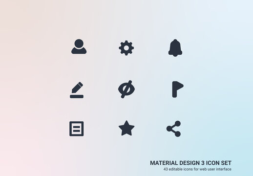 Material Design Thick Icons Set Template