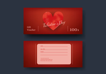 Valentine Gift Voucher with Watercolor Heart - Powered by Adobe