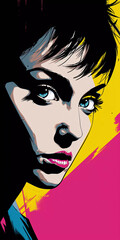 Manga girl pop art portrait, Generative AI