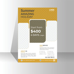 Modern poster travel flyer design template.Editable tour poster template.