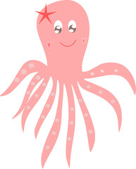 Cute octopus, vector illustration. Hand drawn illustration. Illustration for print, design.