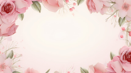 Fototapeta premium Floral frame with decorative flowers, decorative flower background pattern, floral border background