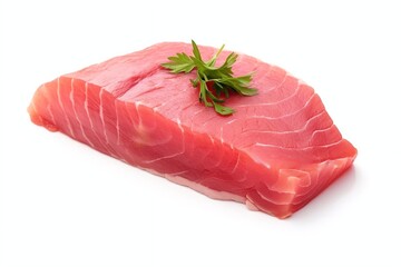 Raw tuna steak isolated on white background. 