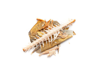 Smoked Fish Skin Pile, Seafood Skin and Bones, Cleaning Fish Waste, Animal Dump Garbage