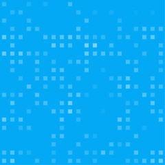 Abstract seamless geometric pattern. Mosaic background of white squares. Evenly spaced  shapes of different color. Vector illustration on light blue background