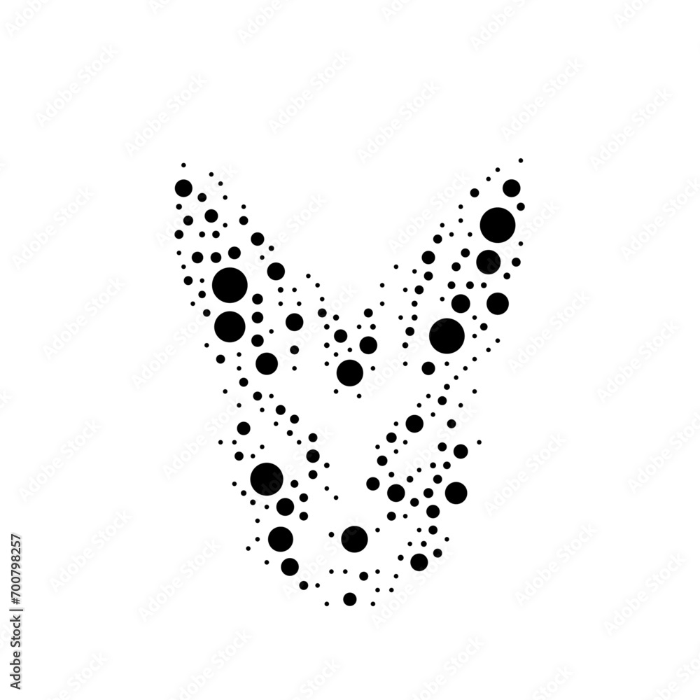 Poster a large hare's head symbol in the center made in pointillism style. the center symbol is filled with