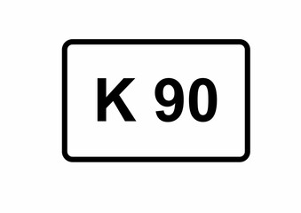 Illustration eines Kreisstraßenschildes der K 90 in Deutschland	