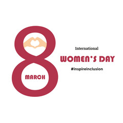 #InspireInclusion International Women's Day 8 march heart hand different women 