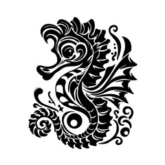 Vector illustration of a seahorse on white background, cavalluccio marino vettoriale su sfondo bianco