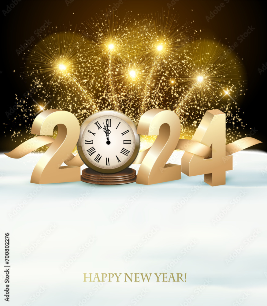 Aufkleber happy new year background with 2024 and fireworks. vector