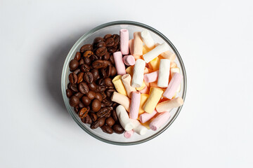 Coffee beans in a glass bowl