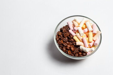Coffee beans in a glass bowl