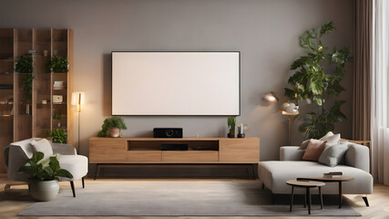 modern living room with tv stand