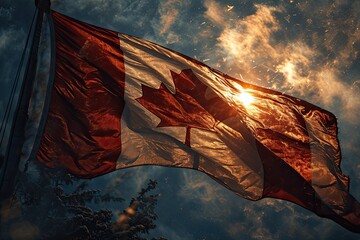 scene dominated by the iconic Maple Leaf, rendered in striking red against a clean and pristine white background.