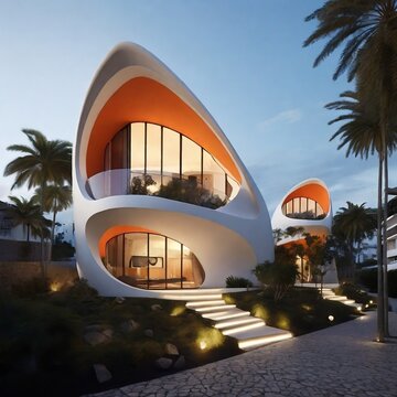 House in cones, detailed construction, condominium, luxury complex, project concept, idealization