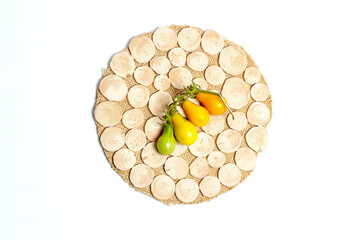 Tomatoes on white background